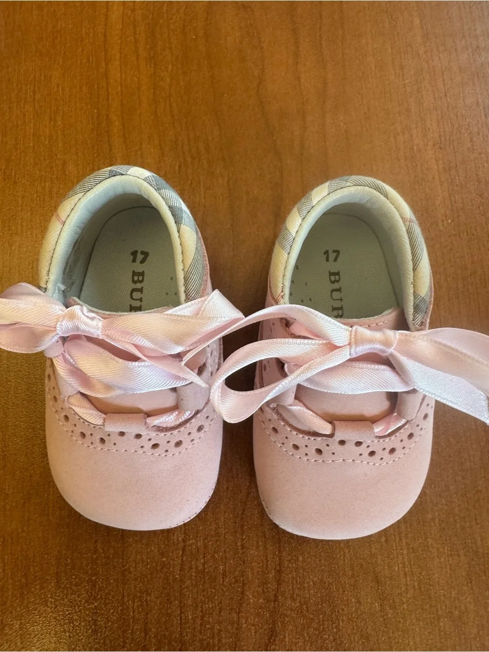 Burberry Baby Pink Lace-Up Brogue Walker Shoes